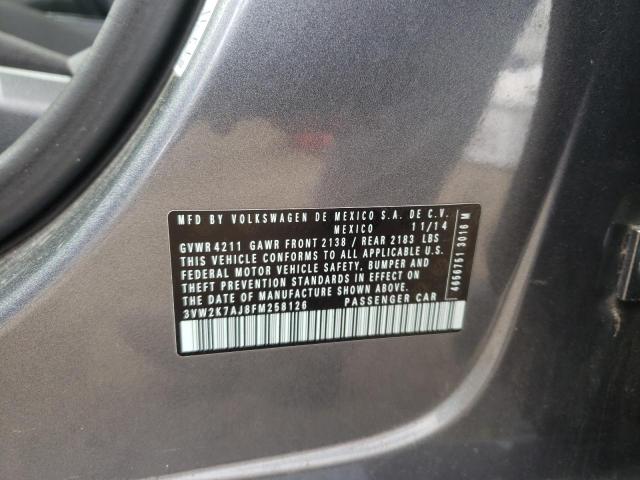 3VW2K7AJ8FM258126 - 2015 VOLKSWAGEN JETTA BASE 灰色 照片 12