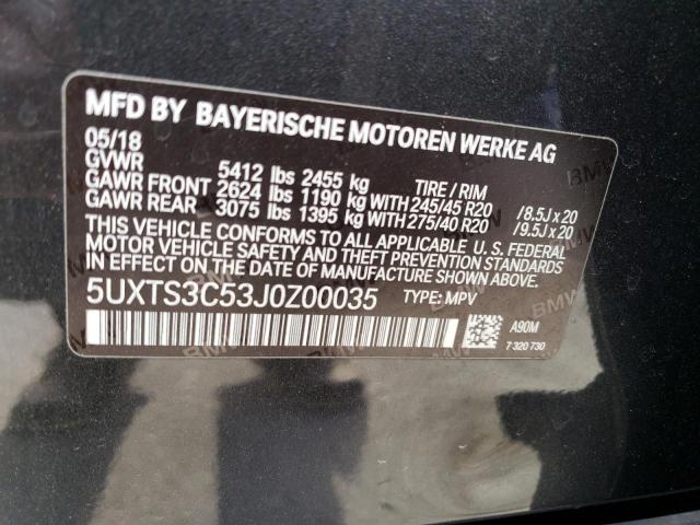 5UXTS3C53J0Z00035 - 2018 BMW X3 XDRIVEM40I ნაცრისფერი ფოტო 13