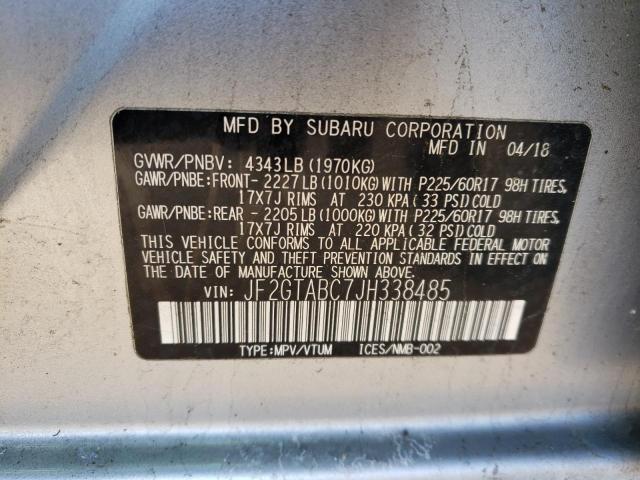 JF2GTABC7JH338485 - 2018 SUBARU CROSSTREK PREMIUM SILVER photo 12