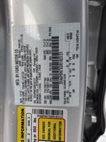 3FA6P0H7XDR183121 - 2013 FORD FUSION SE SILVER photo 12