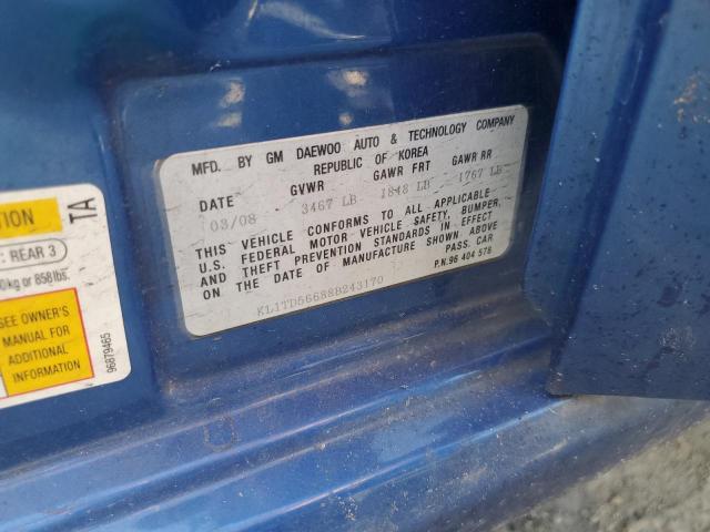 KL1TD56688B243170 - 2008 CHEVROLET AVEO BASE Mavi foto 13