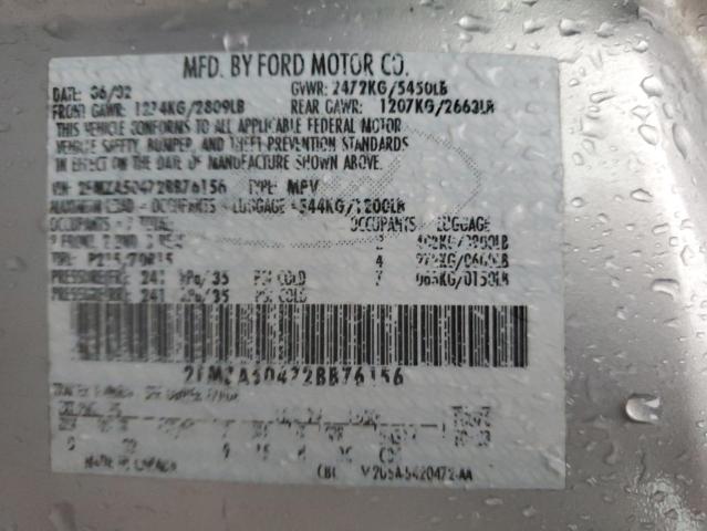 2FMZA50472BB76156 - 2002 FORD WINDSTAR LX SILVER photo 13