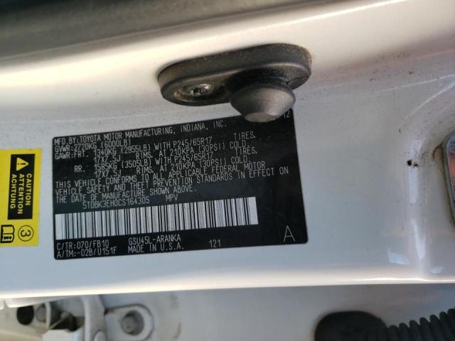 5TDBK3EH0CS164305 - 2012 TOYOTA HIGHLANDER BASE Көк фото 13