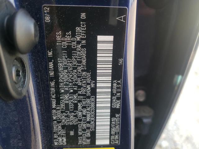 5TDZK3EH3CS088383 - 2012 TOYOTA HIGHLANDER BASE Көк фото 14