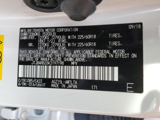 JTJBARBZ6K2197198 - 2019 LEXUS NX 300 BASE თეთრი ფოტო 13