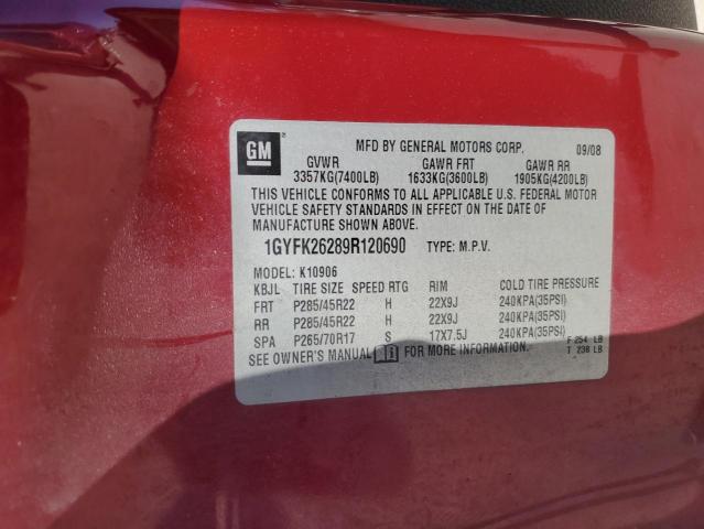 1GYFK26289R120690 - 2009 CADILLAC ESCALADE ESV LUXURY RED photo 13