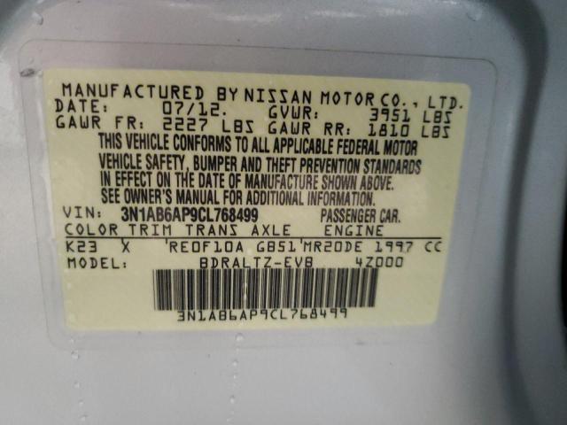 3N1AB6AP9CL768499 - 2012 NISSAN SENTRA 2.0 SILVER photo 12