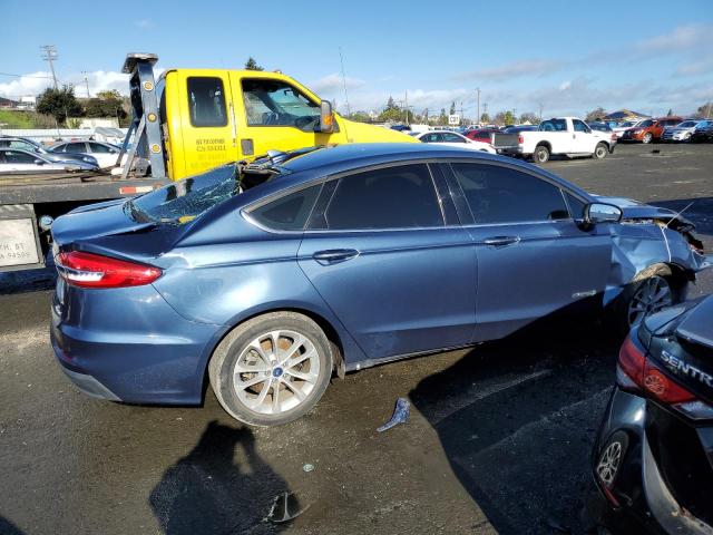 3FA6P0LU4KR177115 - 2019 FORD FUSION SE BLUE photo 3