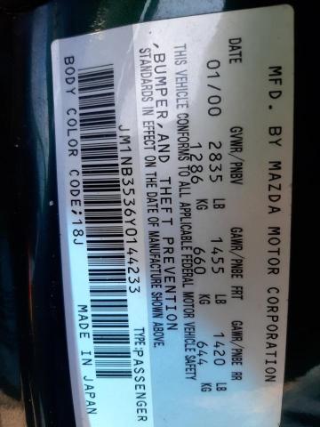 JM1NB3536Y0144233 - 2000 MAZDA MX-5 MIATA BASE GREEN photo 12