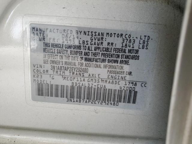 3N1AB7AP2EY292480 - 2014 NISSAN SENTRA S SILVER photo 12