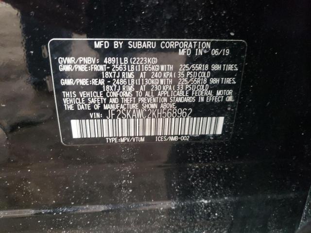 JF2SKAWC2KH568962 - 2019 SUBARU FORESTER TOURING 黑色 照片 12
