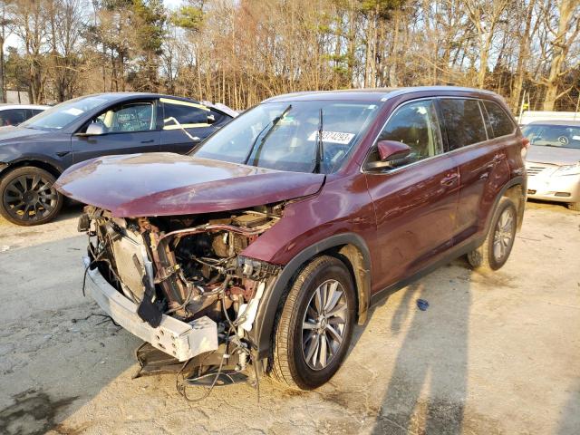 5TDKZRFH1KS292189 - 2019 TOYOTA HIGHLANDER SE BURGUNDY photo 1