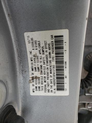 1HGCR2F30FA137363 - 2015 HONDA ACCORD LX SILVER photo 12