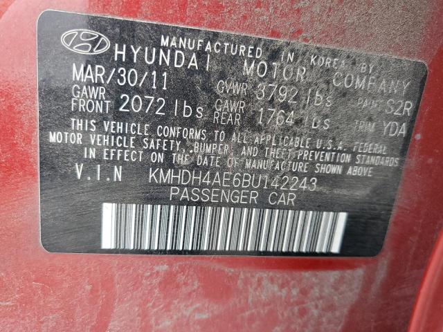 KMHDH4AE6BU142243 - 2011 HYUNDAI ELANTRA GLS BURGUNDY photo 12