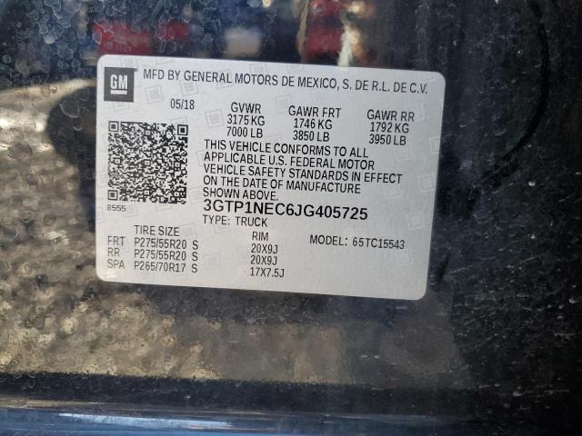 3GTP1NEC6JG405725 - 2018 GMC SIERRA C1500 SLT BLACK photo 12