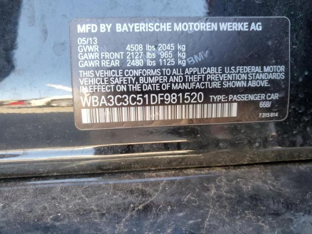 WBA3C3C51DF981520 - 2013 BMW 320 I XDRIVE BLACK photo 12