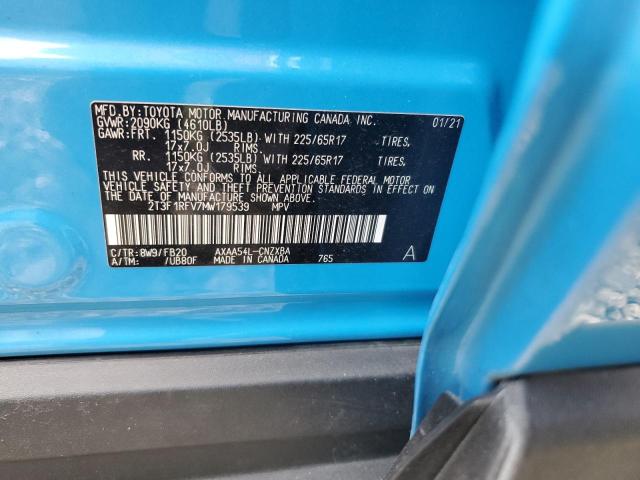 2T3F1RFV7MW179539 - 2021 TOYOTA RAV4 LE BLUE photo 12