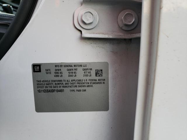 1G11C5SA0DF194491 - 2013 CHEVROLET MALIBU 1LT თეთრი ფოტო 12