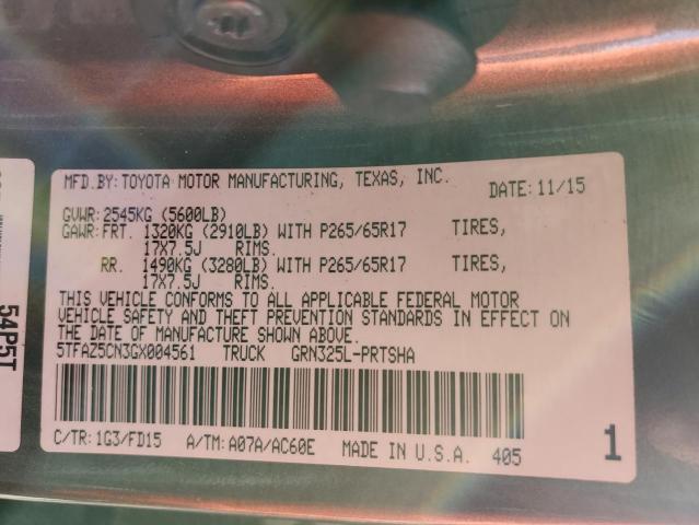 5TFAZ5CN3GX004561 - 2016 TOYOTA TACOMA DOUBLE CAB 灰色 照片 12