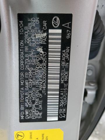 JTHBA30G255082570 - 2005 LEXUS ES 330 SILVER photo 12