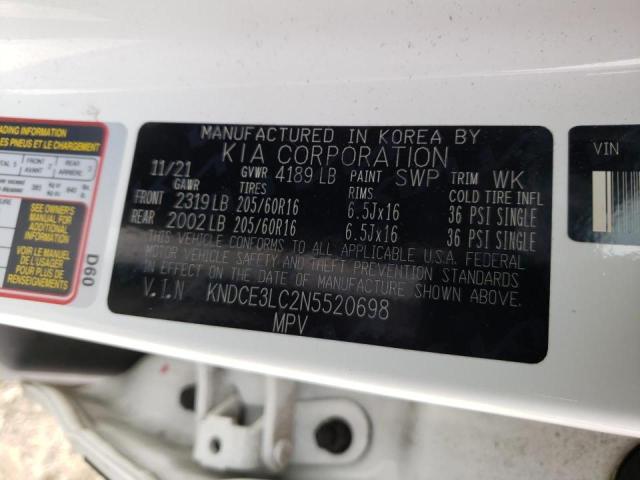 KNDCE3LC2N5520698 - 2022 KIA NIRO EX PREMIUM WHITE photo 13