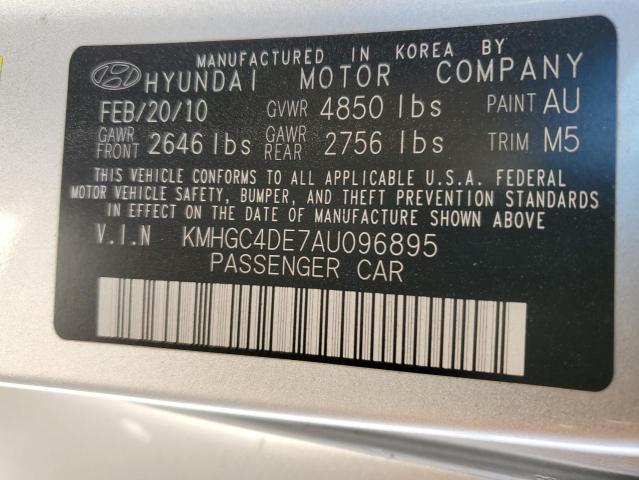 KMHGC4DE7AU096895 - 2010 HYUNDAI GEN 3.8L/3 3.8L SILVER photo 12