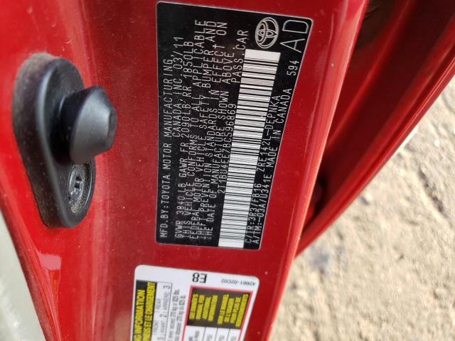 2T1BU4EE7BC596869 - 2011 TOYOTA COROLLA BASE RED photo 12