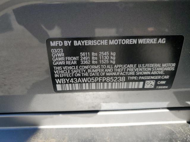 WBY43AW05PFP85238 - 2023 BMW I4 EDRIVE3 GRAY photo 12