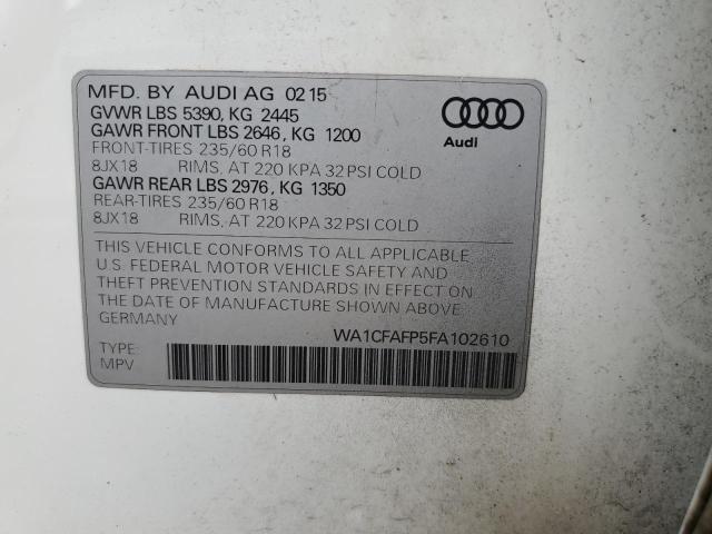 WA1CFAFP5FA102610 - 2015 AUDI Q5 PREMIUM WHITE photo 12