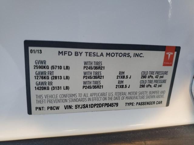 5YJSA1DP2DFP04579 - 2013 TESLA MODEL S WHITE photo 13