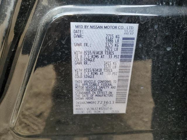 5N1AR2MM0FC723613 - 2015 NISSAN PATHFINDER S 黑色 照片 13