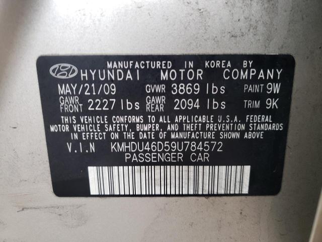 KMHDU46D59U784572 - 2009 HYUNDAI ELANTRA GLS CREAM photo 13