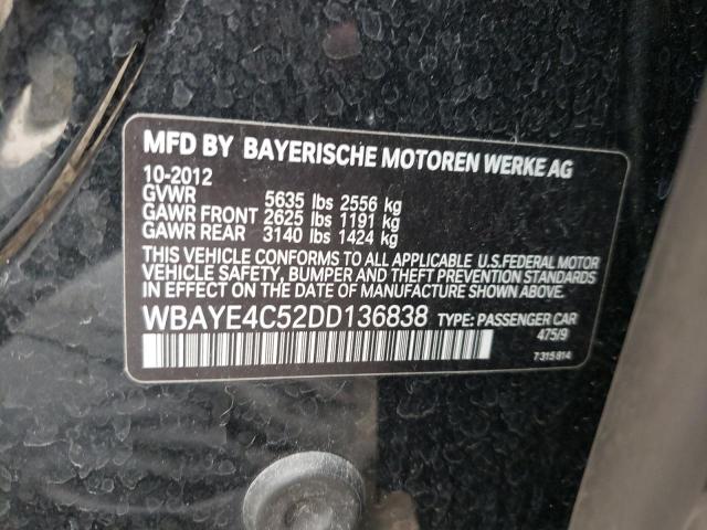 WBAYE4C52DD136838 - 2013 BMW 740 LI BLACK photo 12