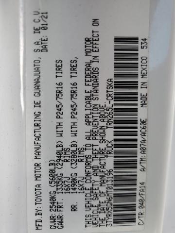 3TYRX5GN6MT013196 - 2021 TOYOTA TACOMA ACCESS CAB Ақ фото 12