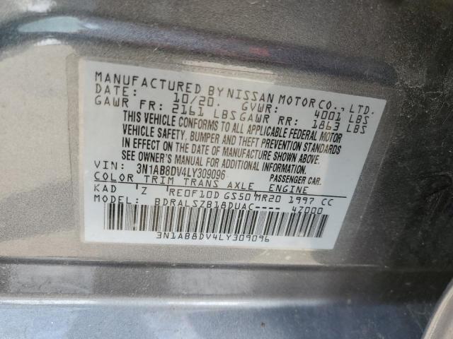 3N1AB8DV4LY309096 - 2020 NISSAN SENTRA SR GRAY photo 12