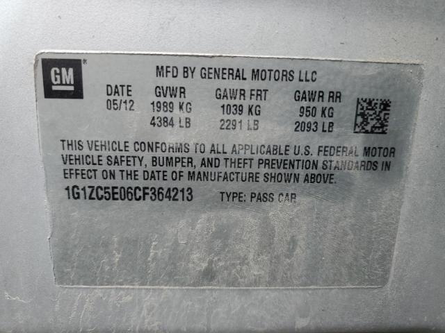 1G1ZC5E06CF364213 - 2012 CHEVROLET MALIBU 1LT ვერცხლისფერი ფოტო 12