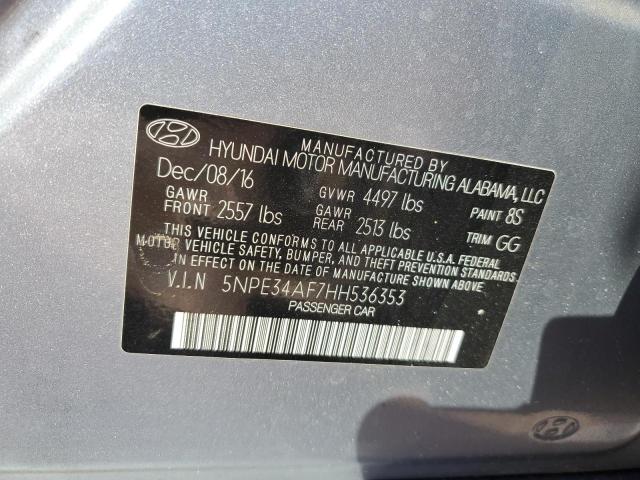 5NPE34AF7HH536353 - 2017 HYUNDAI SONATA SPORT SILVER photo 13