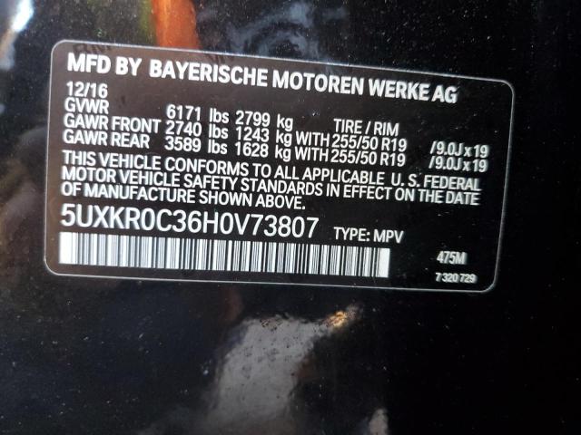 5UXKR0C36H0V73807 - 2017 BMW X5 XDRIVE35I BLACK photo 13