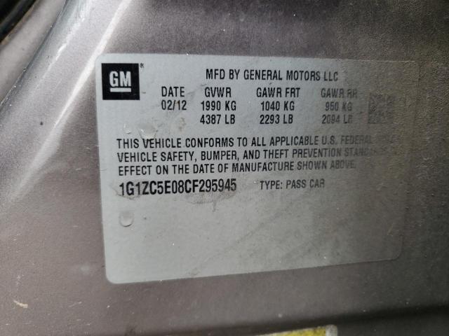 1G1ZC5E08CF295945 - 2012 CHEVROLET MALIBU 1LT GRAY photo 12