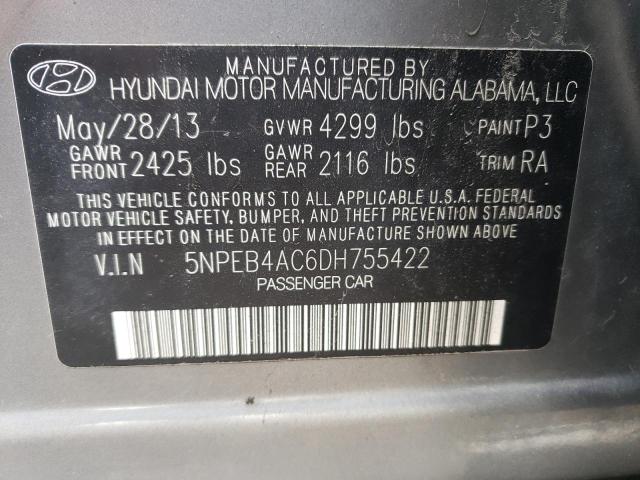 5NPEB4AC6DH755422 - 2013 HYUNDAI SONATA GLS GRAY photo 13