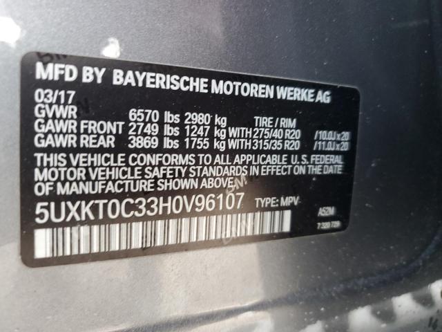 5UXKT0C33H0V96107 - 2017 BMW X5 XDR40E GRAY photo 12