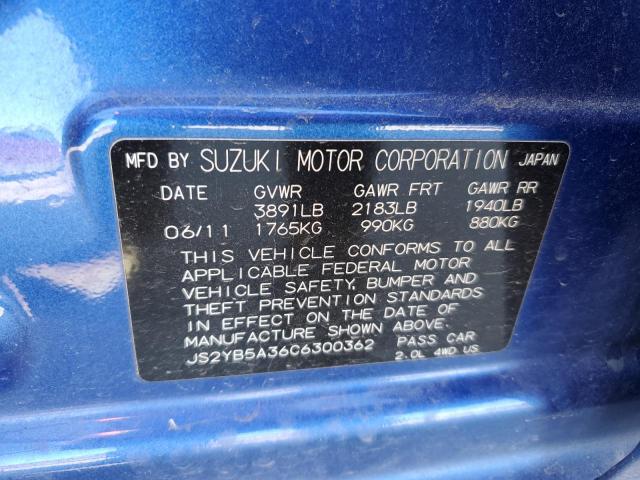 JS2YB5A36C6300362 - 2012 SUZUKI SX4 BLUE photo 12