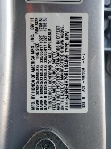 5J6RE4H79BL104869 - 2011 HONDA CR-V EXL SILVER photo 13