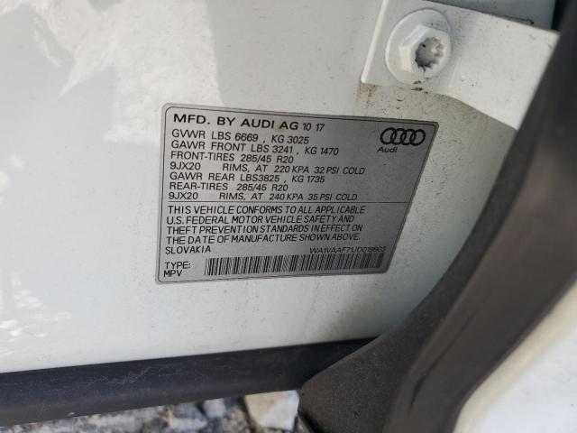 WA1VAAF71JD019903 - 2018 AUDI Q7 PRESTIGE WHITE photo 13
