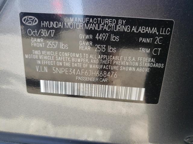 5NPE34AF6JH668476 - 2018 HYUNDAI SONATA SPORT GRAY photo 12