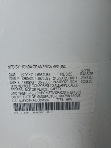 5J8YD7H74JL001297 - 2018 ACURA MDX SPORT HYBRID ADVANCE WHITE photo 13