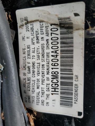 1HGCM81604A000701 - 2004 HONDA ACCORD EX BLACK photo 12