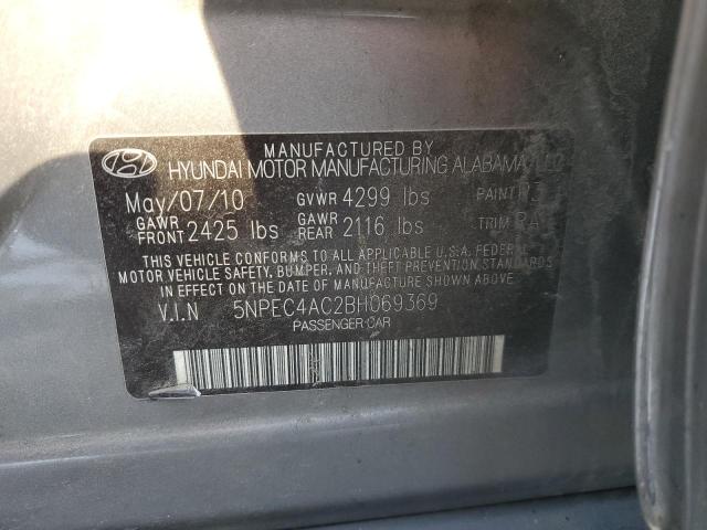 5NPEC4AC2BH069369 - 2011 HYUNDAI SONATA SE GRAY photo 12