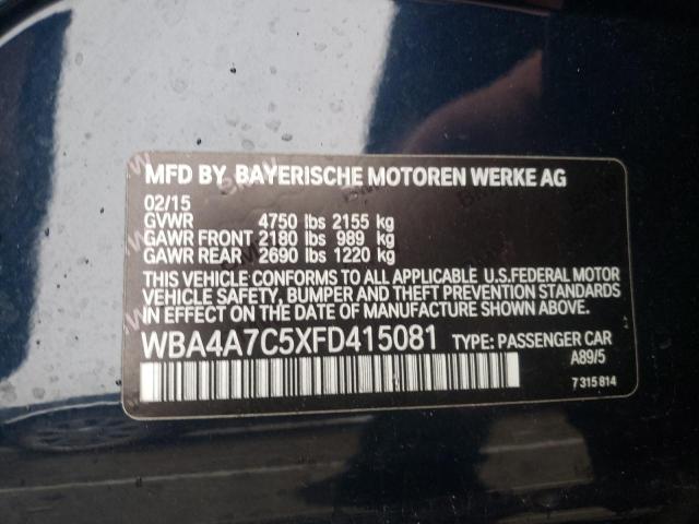 WBA4A7C5XFD415081 - 2015 BMW 428 XI GRAN COUPE BLUE photo 12