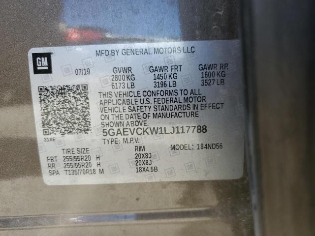 5GAEVCKW1LJ117788 - 2020 BUICK ENCLAVE AVENIR GRAY photo 12